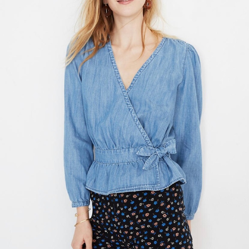 Madewell Denim Wrap Top